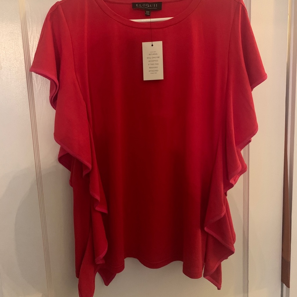Red with pink piping ELOQUII tee